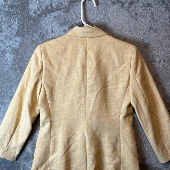 Ann Taylor Crosshatch Long Blazer Size 0 Yellow New Office Work Career - Picture 5 of 7